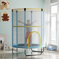 Kinder Trampolin Ø140 cm, Indoor Trampolin mit Sicherheitsnetz für 3-6 Jahre