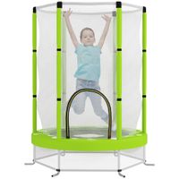 Kinder Trampolin Ø140 cm Indoor Trampolin mit Sicherheitsnetz Randabdeckung