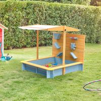 Home Deluxe Sandkasten mit Überdachung SANDY - Holz/Grau
