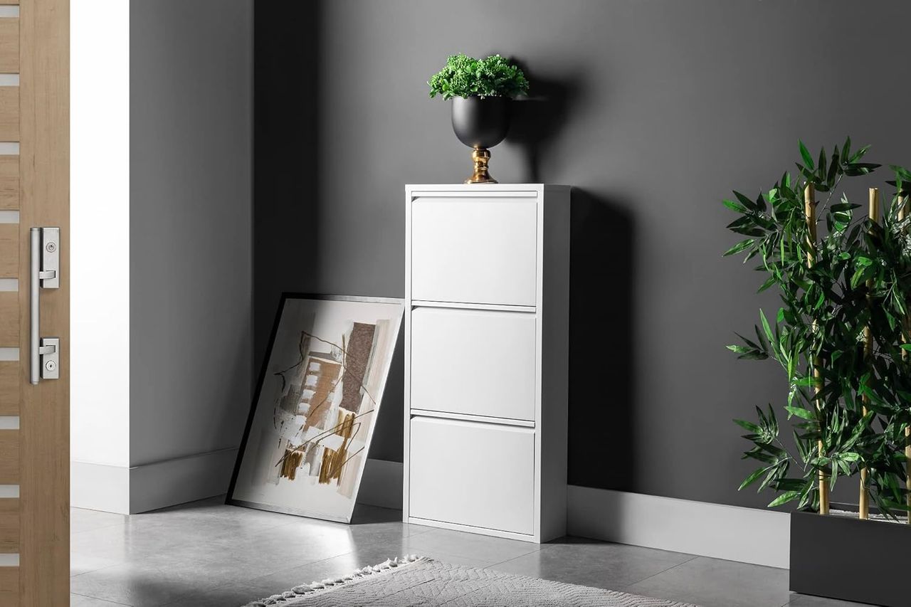 Schuhkipper mit 3 klappen aus Metall, ca. 15 x 50 x 103,5 cm