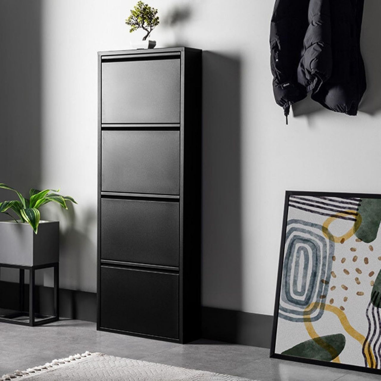 Schuhkipper mit 4 klappen aus Metall, ca. 15 x 50 x 136,5 cm