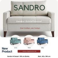 Moderner Bettsessel SANDRO mit integrierter Bettfunktion M, ca. 89 x 100 x 83 cm