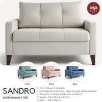 Moderner Bettsessel SANDRO mit integrierter Bettfunktion L, ca. 89 x 120 x 83 cm