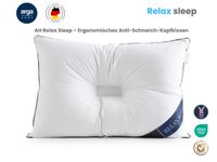 AH Relax Sleep – Ergonomisches Anti- Schnarch- Kopfkissen 50 x 70 cm mit Baumwollbezug & atmungsaktiver Faserfüllung 