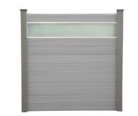 WPC-Sichtschutzzaun CAMILA - mit Glasdesign 1x Zaunelement + 2x Pfosten - Hellbraun