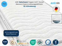 AH8  Gelschaum Topper mit 7-Zonen Memory Foam & atmungsaktivem 3D-Klimabezug