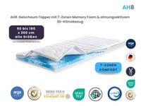 AH8 Gelschaum Topper mit 7-Zonen Memory Foam & atmungsaktivem 3D-Klimabezug
