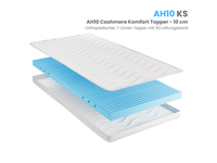 AH10 Noppen Komfort-Topper – 10 cm Kaltschaum mit Marble-Effekt & orthopädischer 7-Zonen 3D Topper, Noppenstruktur 