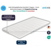 AH6 Orthopädischer Komfort-Topper – 6 cm Matratzentopper mit Doppeltuchbezug, Öko-Tex zertifiziert & waschbar