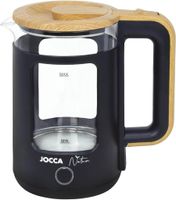 JOCCA Elektrischer Wasserkocher schwarz, 1,8L, Borosilikatglas, 360° Basis, Schnellkoch