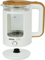 JOCCA Elektrischer Wasserkocher weiss, 1,8L, Borosilikatglas, 360° Basis, Schnellkoch