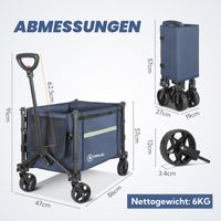 HOMECALL Bollerwagen Handwagen, 120L Erweiterbare Kapazität, bis 100KG, Für Einkaufen Camping Dogs