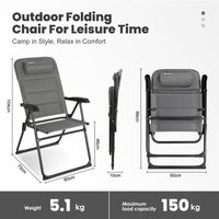 HOMECALL Campingstuhl Gartenstuhl Klappbar, UV+ Olefin-Stoff, 5 fach verstellbar, bis 150kg