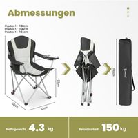 HOMECALL Campingstuhl Anglerstuhl Klappbar, Getränkehalter, 3 fach Verstellbare Rückenlehne