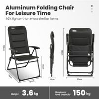 HOMECALL Gartenstuhl Hochlehner Campingstuhl Balkonstuhl, 3D-Mesh, 5-Fach Verstellbar, Bis 150 KG