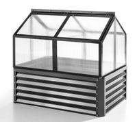 Garten-Hochbeet mit Dach-/ Frühbeet ca. 80 x 120 x 44 cm Silber