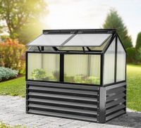 Garten-Hochbeet mit Dach-/ Frühbeet ca. 80 x 120 x 44 cm Silber