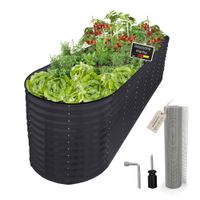 Hochbeet Metall oval 320x80x78cm anthrazit, Pflanzbeet wetterfest, Gartenbeet
