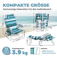 HOMECALL Leicht Strandstuhl bis 136kg, mit Kühltasche und Aufbewahrungstasche, 5-fach Verstellbar