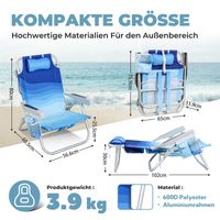 HOMECALL Leicht Strandstuhl bis 136kg, mit Kühltasche und Aufbewahrungstasche, 9-fach Verstellbar