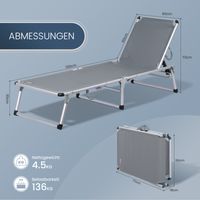 HOMECALL Strandliege Leicht Alu Sonnenliege, 5 fach Verstellbare Rückenlehne, bis 120KG