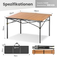 HOMECALL Klapptisch Campingtisch Balkontisch Gartentisch, Aluminum Roll Up Tabletop, bis 100kg