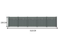 WPC-Sichtschutzzaun Valla - mit Aluminium-Design 5x Element + 6x Pfosten - Dunkelgrau