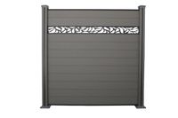 WPC-Sichtschutzzaun Valla - mit Aluminium-Design 1x Element + 2x Pfosten - Dunkelgrau
