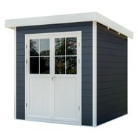 WPC-Gartenhaus S mit Flachdach anthrazit/weiß FSC100%
