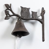 Traditionelle Gusseisen-Türglocke -  mit Eulen, ca. 18 x 16 cm