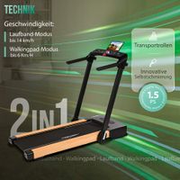 Laufband und Walking Pad  2 in 1 Holzoptik