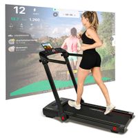 Laufband und  Walking Pad 2 in 1 schwarz/rot