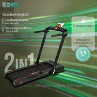 Laufband und  Walking Pad 2 in 1 schwarz/rot