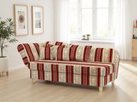 Selma Recamiere mit Armteil links klappbar rot Ornament
