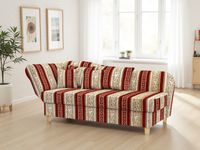 Selma Recamiere mit Armteil links klappbar rot Ornament