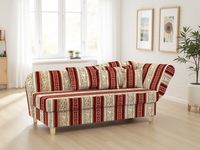 Selma Recamiere mit Armteil rechts klappbar rot Ornament