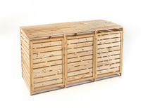 Wetterfeste 3er-Mülltonnen-Box aus Holz lackiert, ca. 92 x 219 x 122 cm - Holz Hellbraun