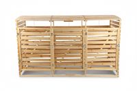 3er Mülltonnenbox lackiert aus Holz, wasserfest, ca. 219 x 92 x 122 cm - Hellbraun