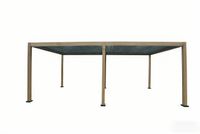 Aluminium-Pergola mit beweglicher Flügeltür und 4 Pfosten, ca. 3 x 6 M - Hellbraun