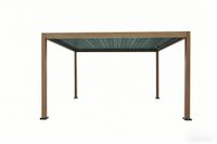 Aluminium-Pergola mit beweglicher Flügeltür und 4 Pfosten, ca. 3 x 4 M - Hellbraun