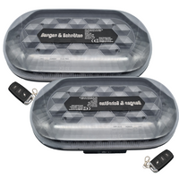 Berger & Schröter | 2er Set Akku LED Mini Warnbalken magnetisch, 12/24 V Warnlicht, Fernsteuerung