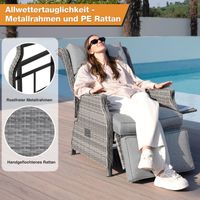 HOMECALL Rattanstuhl Rattansessel mit Liegefunktion, wetterfest, Relaxliege-COMLAX FIELD