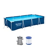 Steel Pro™ Frame Pool Set mit Filterpumpe 400 x 211 x 81 cm , dunkelblau, eckig