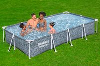 Steel Pro™ Frame Pool Set mit Filterpumpe 366 x 201 x 66 cm, Blattform-Design, eckig