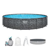 APX365™ Winterfestes Frame Pool Komplett-Set + Sandfilteranlage 671 x 132 cm, Marmor-Optik