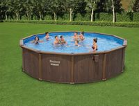 Hydrium™ Stahlwandpool Komplett-Set mit Sandfilteranlage Ø 549 x 132 cm, Holz-Optik, rund