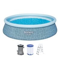 Fast Set™ Aufstellpool-Set mit Filterpumpe Ø 457 x 107 cm, Grafisches Liniendesign, rund