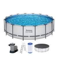 Steel Pro MAX™ Frame Pool Komplett-Set mit Filterpumpe Ø 488 x 122 cm , lichtgrau, rund