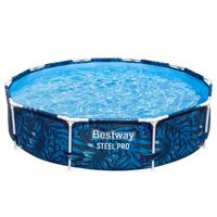 Steel Pro™ Frame Pool ohne Pumpe Ø 305 x 66 cm, tropisches Blatt-Design, rund