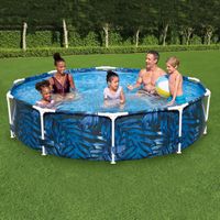 Steel Pro™ Frame Pool ohne Pumpe Ø 305 x 66 cm, tropisches Blatt-Design, rund